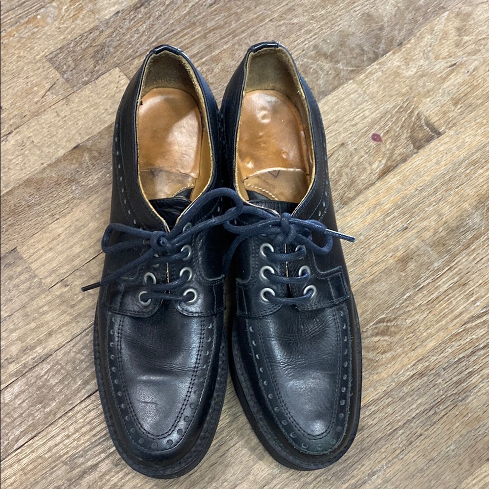 John Fluevog Black Leather Loafers